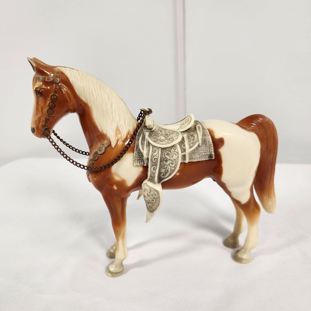 VTG 1960s Breyer Horse Figurine Steha Kroll Paint Pinto Western Ponies w/Saddle